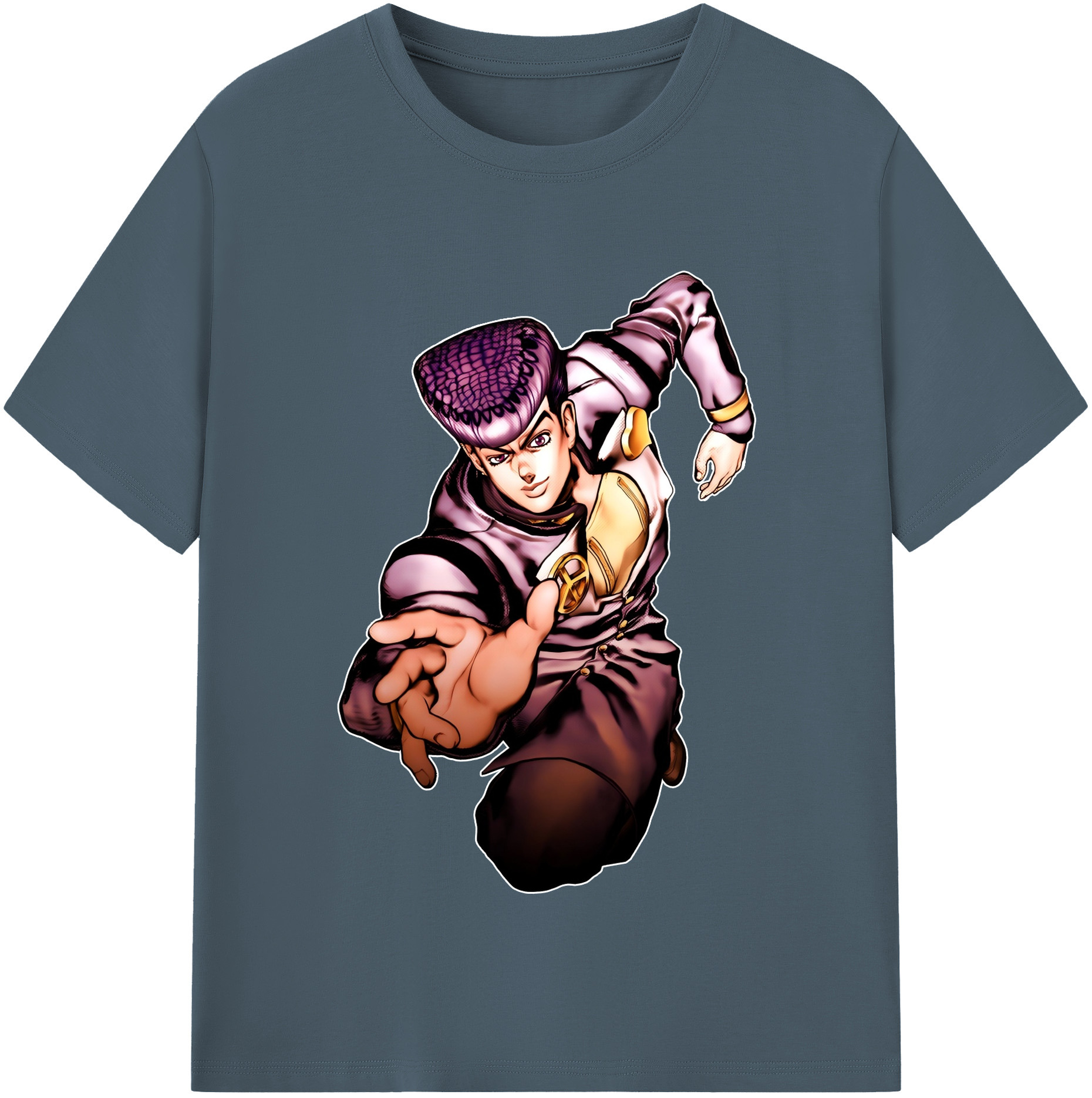 （画像用） ジョジョの奇妙な冒険 ひがしかた じょうすけ JoJo's Bizarre Adventure Higashikata Josuke 綿100％半袖Tシャツ（フロントプリント）
